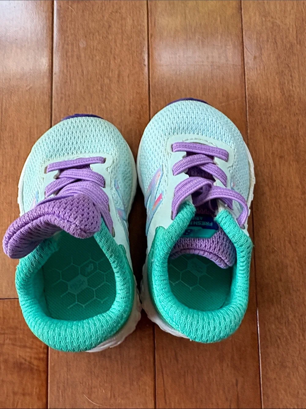 New Balance Kids Mint Green & Purple Athletic Sneakers